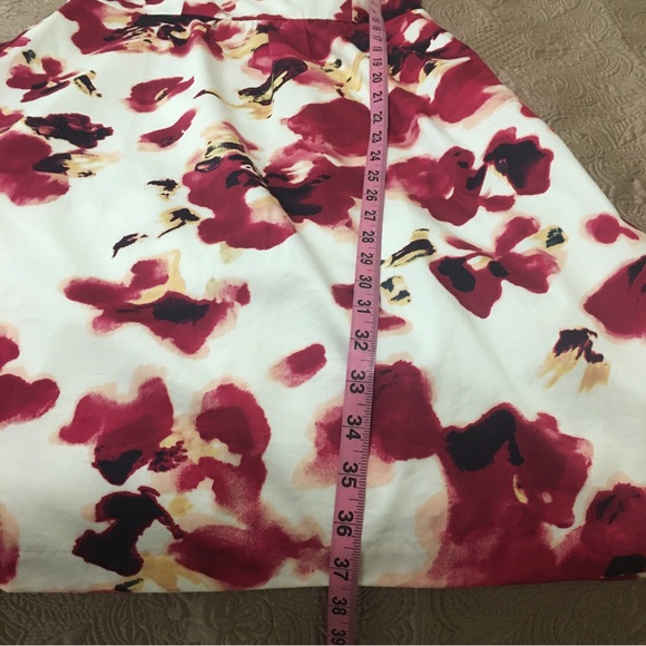Ann Taylor White w/Deep Blush Florals Sleeveless A-Line Dress Woman’s Size 4 - Picture 9 of 11
